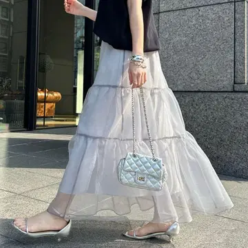 새상품급 DouDou 오간자 티어드 스커트 2024