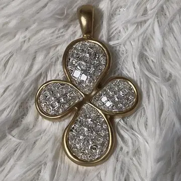 클로버형 골드 톤 펜던트 탑