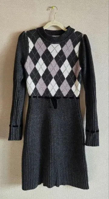 Herlipto Moor Argyle Ribbon Knit Dress