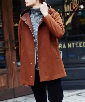 ABA HOUSE 아바하우스 멜톤 후디드 코트 브라운 46 사이즈