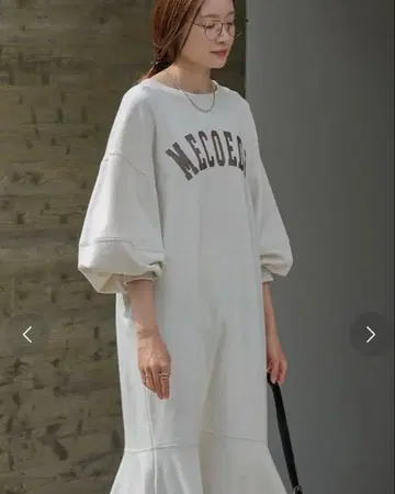 소매 볼륨 전후 2WAY 머메이드 맨투맨 원피스 Bab