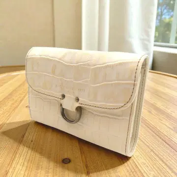캐서린 햄넷 접이식 지갑 악어 엠보싱 화이트 여성용