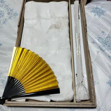 예복용 허리띠 오비 장식 천 순수 실크 부채 세트