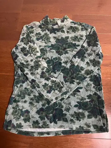 장미 무늬 트레이닝복 하프넥 그린