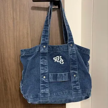 RHC 데님 토트백 포켓 부착