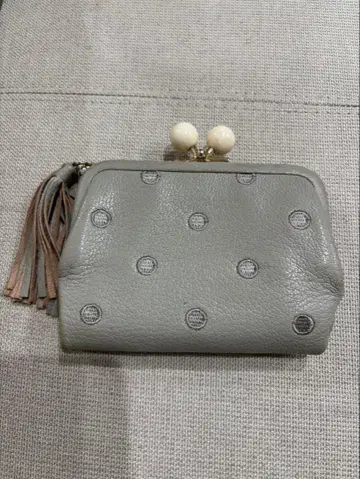 perche[페르케] 천연 가죽 그레이 도트 무늬 접이식 지갑