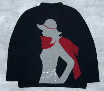 [ SALE ] 니트 캐시미어 100% 대형 아플리케 아트 레트로 모드