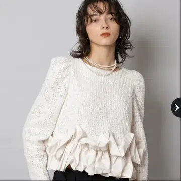 CADUNE 밑단 벌룬 블라우스 화이트 36