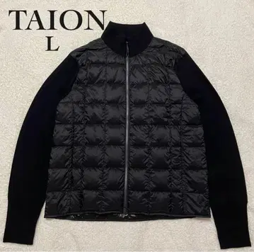 타이온 하이넥 W 지퍼 니트 슬리브 다운 자켓 블랙