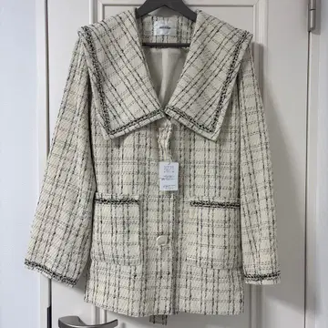 [ NICE CLAUP ] 미사용 새상품 트위드 세일러 카라 자켓 F