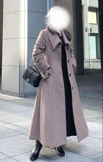 rienda 신데렐라 라인 코트 베이지 롱 코트 큰 옷깃