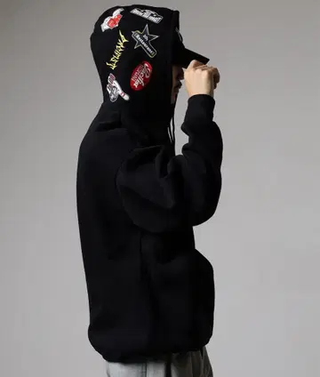 와이드 실루엣 디자인 풀오버 후디 속기모 한국 스트릿