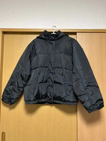 다운 자켓 여성용 블랙 후드 부착 greenparks