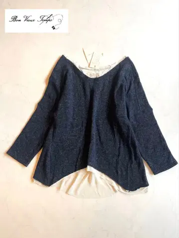 택 포함 BonVieuxTemps 레이어드 풀오버 울 린넨