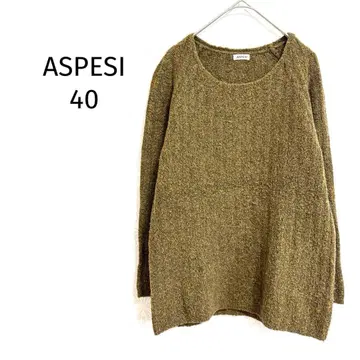 아스펜지 니트 튜닉 기모 부클레 소재 이탈리아제 카키 캐주얼