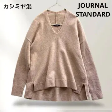 저널 스탠다드 울 캐시미어 V넥 니트 루즈핏 베이지