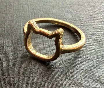 새상품 아쉬페프랑스 골드 컬러 고양이 실루엣 반지 10호