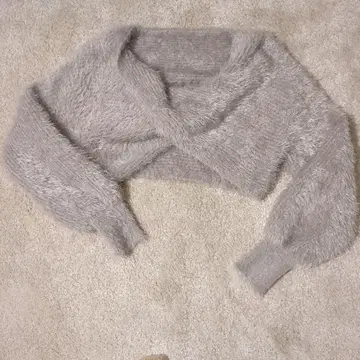 그레이 폴리에스테르 니트 볼레로