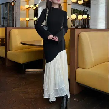 anuans 아뉴앙스 도킹 원피스 블랙 S