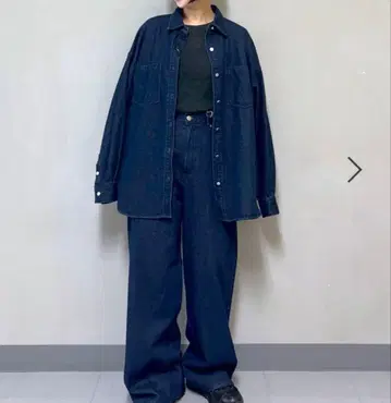 바야코 씨 콜라보 부드러운 데님 BIG 셔츠 자켓