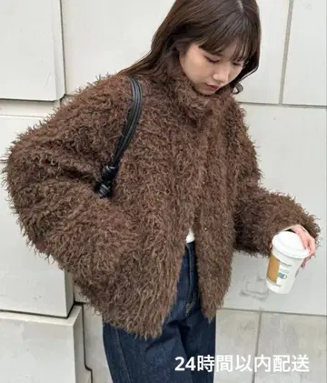 DISCOAT [ umm. ] 모듬 퍼 자켓 브라운