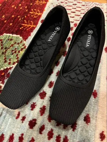 VIVAIA 블랙 스퀘어토 펌프스 웨지솔 36.5 [ 1회 시착 ]