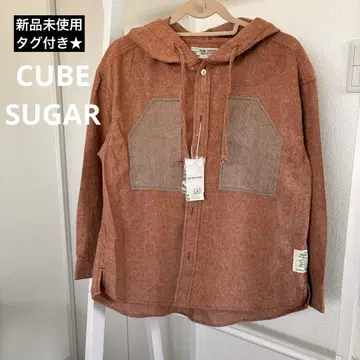 [ CUBESUGAR ] 후드 부착 트레이닝복 후드티 로고 빈티지 가공