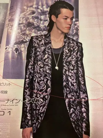 넘버나인 0ss 타임기 스컬 패턴 해골 테일러드 자켓