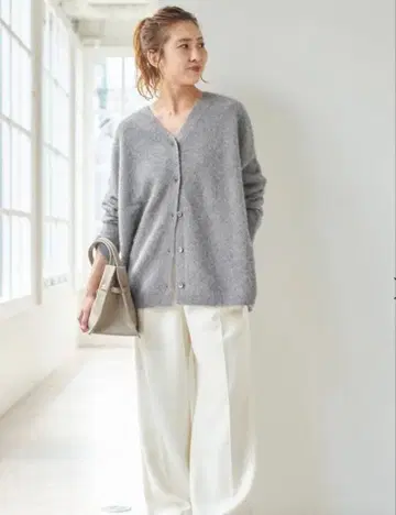 폭스 울 믹스 2WAY 가디건 그레이