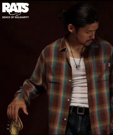RATS 레이온 체크 셔츠 (오픈 카라 셔츠) XL