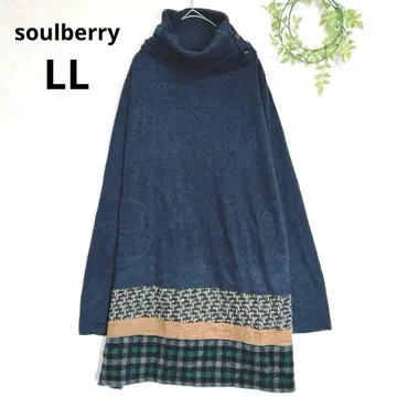 soulberry 긴팔 터틀넥 튜닉 긴팔 니트 원피스 LL 네이비