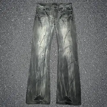 00s unknown print wash flare denim y2k