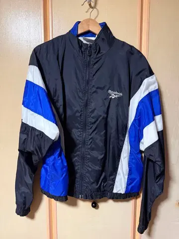 리복 90s 구제 나일론 자켓 블랙/파랑/화이트