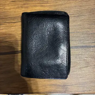 블랙 가죽 접이식 지갑