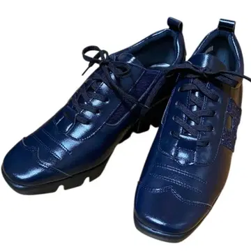 [힐즈아베뉴] 레이스업 슈즈 네이비 에나멜 천연 가죽 사이즈 22.5