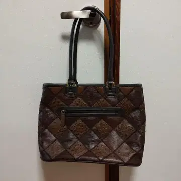 브라운 다이아몬드 패턴 핸드백