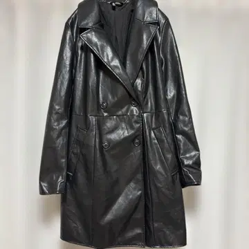 새상품급 인기 상품 H&M 블랙 가죽 트렌치코트 L 사이즈