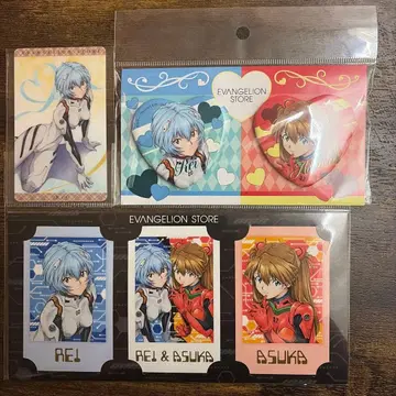 신세기 에반게리온 14주년 기념 페어 하트형 캔뱃지 아스카 아야나미 레이