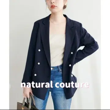새상품급 내추럴 꾸뛰르 osono 펄 버튼 테일러드 자켓 네이비