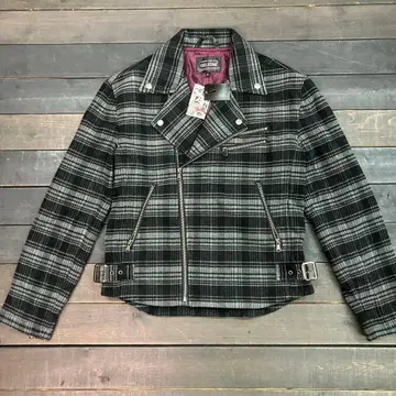 GELEONE 체크 무늬 더블 라이더 자켓 M 사이즈