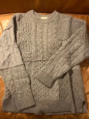 CLANE HOMME 그레이 케이블 니트 스웨터