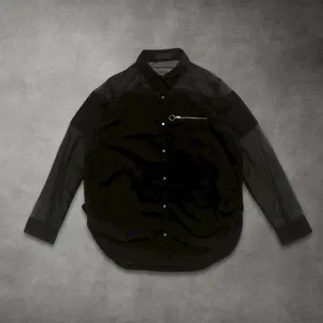 블랙 시어 절개 디자인 셔츠 긴팔 FREE 모드 구제 의류