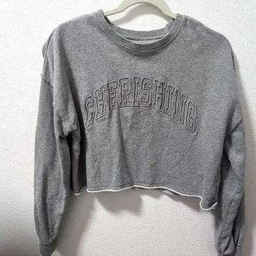 레피피알마리오 크롭 맨투맨 그레이 M 사이즈 칼리지 로고