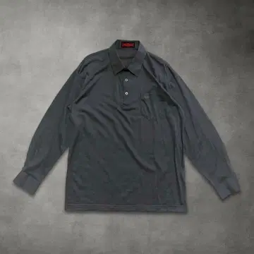 Austin Reed 긴팔 피케 셔츠 울 100% 차콜 L 구제 의류
