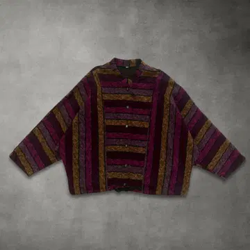 올 패턴 가디건 니트 구제 의류 멀티 컬러 멀티 스트라이프