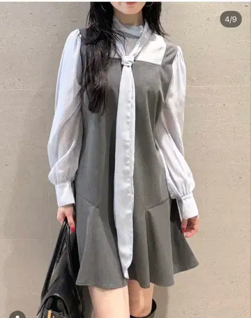 릴리 브라운 보타이 원피스 블루