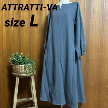 ATTRATTI-VA A라인 성인 롱 원피스 그레이