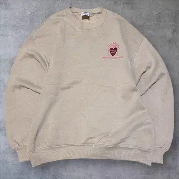 USA제 JERZEES 자수 로고 크루넥 맨투맨 베이지