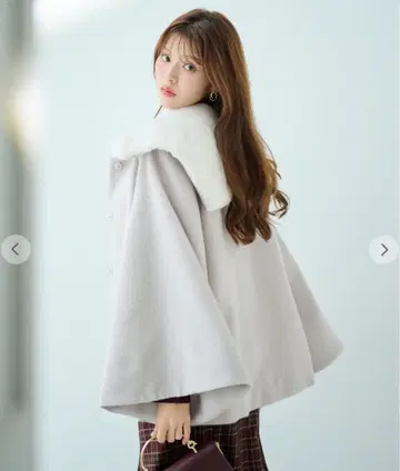 새상품 LILLIAN CARAT 인조 모피 빅 칼라 케이프 코트