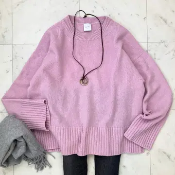 스픽 앤 스팬 울 캐시미어 크루넥 니트 핑크